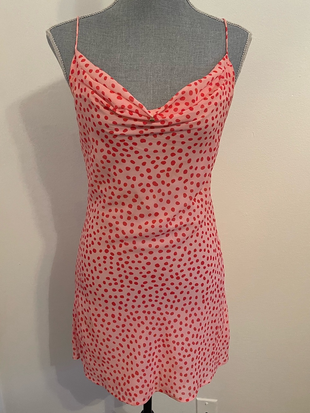 RunAway Pink Dress with Red Polka Dots Size Small